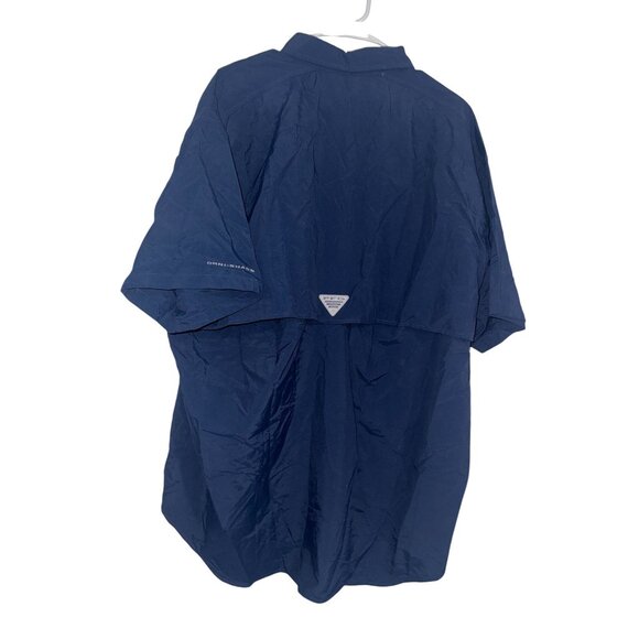 Columbia Bahama Short Sleeve Button-Up Fishing Shirt XL Navy Blue Nylon Outdoor - Picture 7 of 7